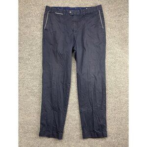 Hiltl Pants Mens 39x35 Navy Blue Contemporary Flat Front Dress Slacks Romania